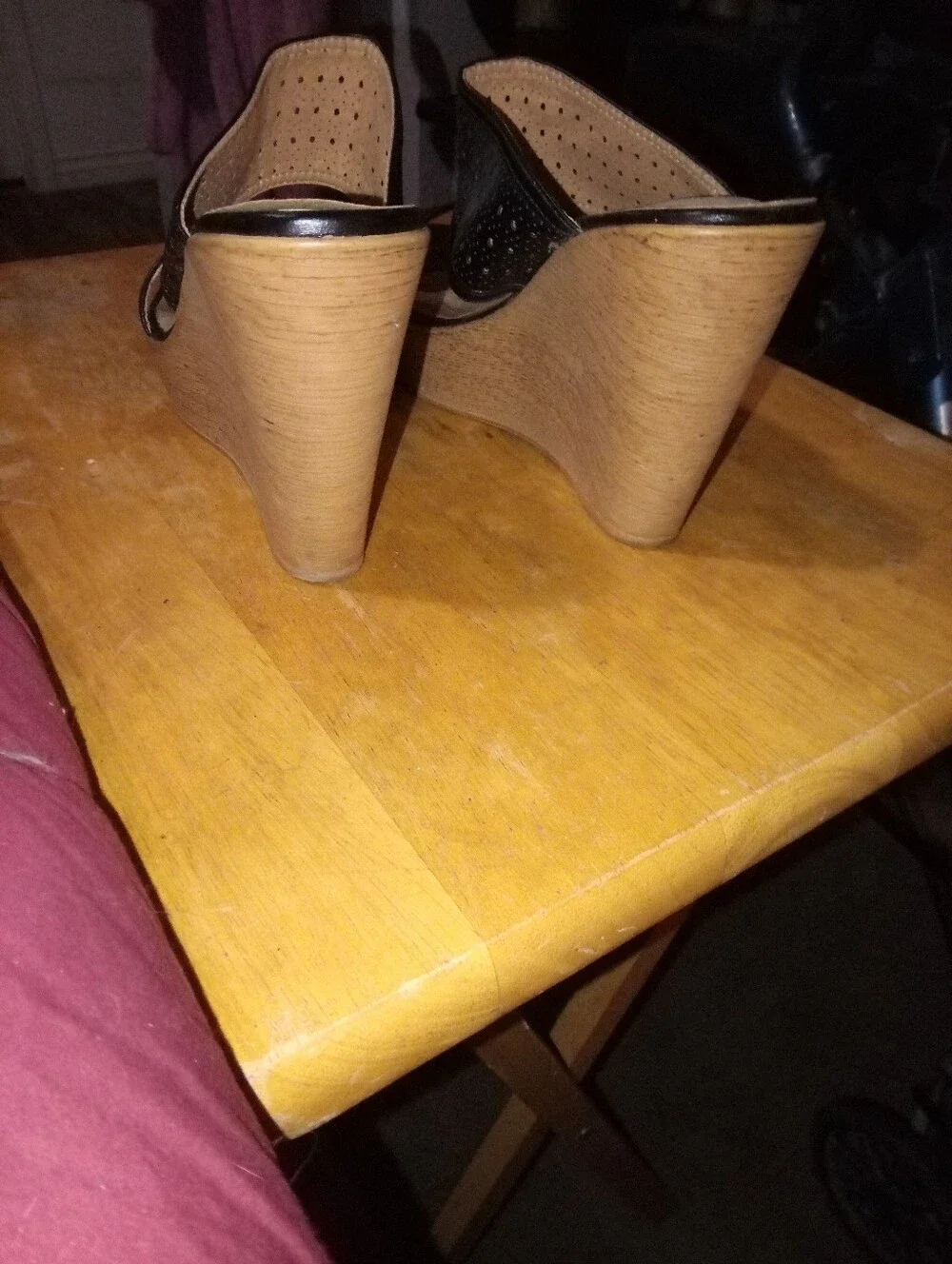 Black Slip On Wedges